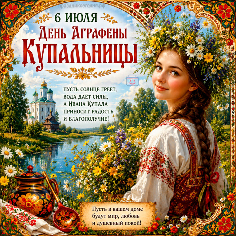 Открытка ко дню Аграфена Купальница 6 июля