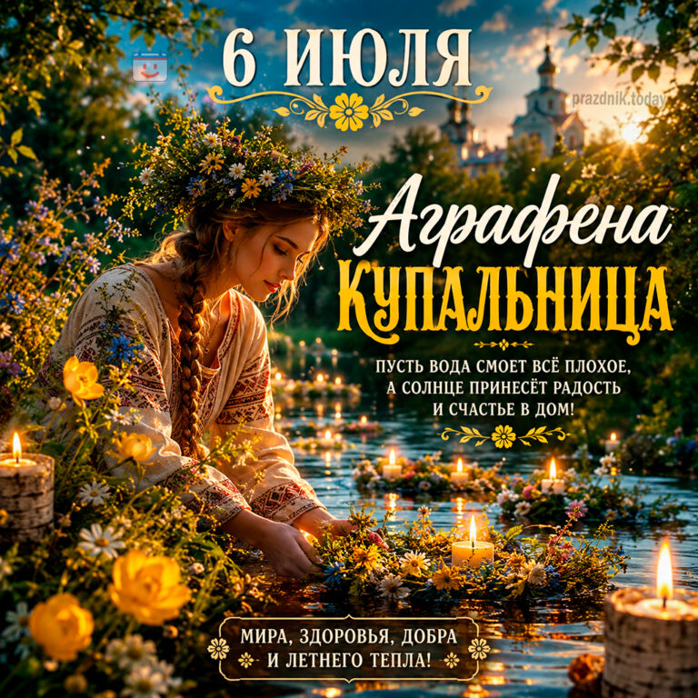Открытка ко дню Аграфена Купальница 6 июля