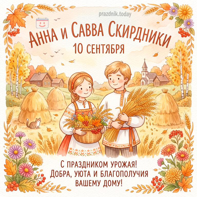 Открытка ко дню Анны и Саввы Скирдники 10 сентября