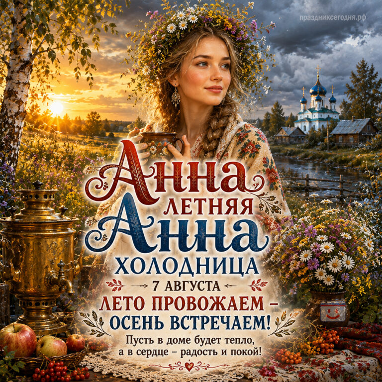 Открытка к народному празднику Анна Летняя Анна Холодина 7 августа