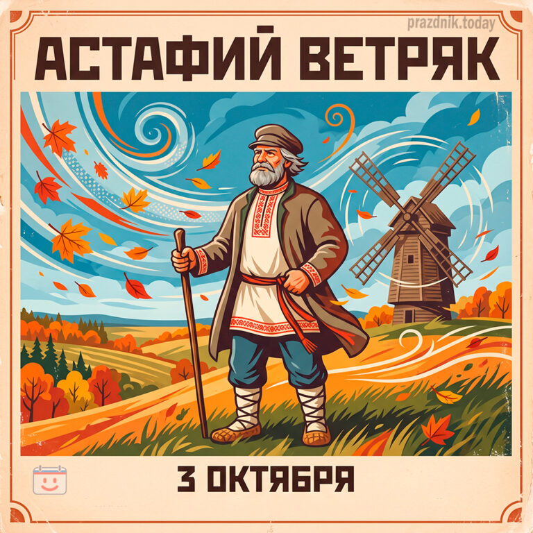 Открытка для праздника Астафий Ветряк 3 октября