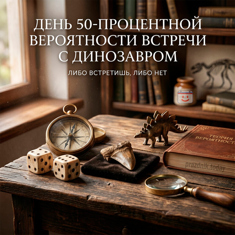 Открытка ко дню 50-процентной вероятности встречи с динозавром 27 апреля