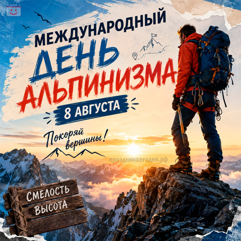 Открытка ко дню альпиниста 8 августа