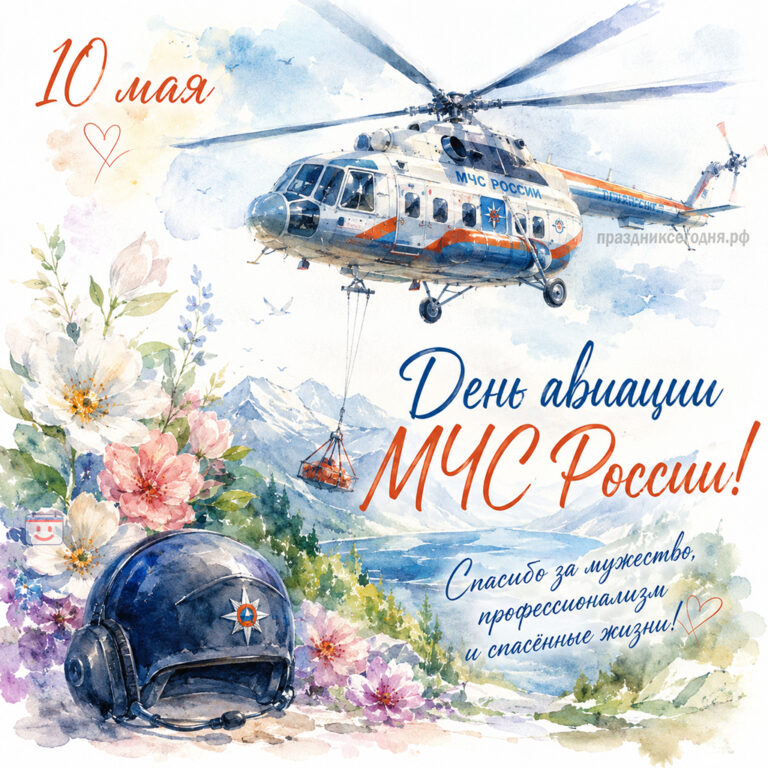 Открытка ко Дню авиации МЧС России 10 мая