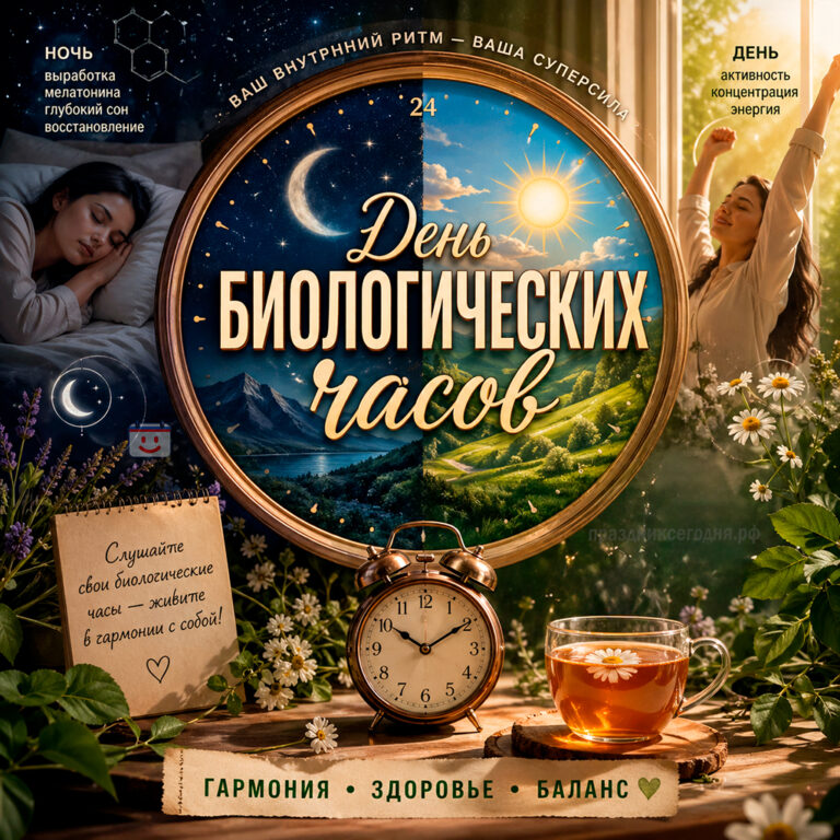 Открытка ко дню биологических часов 28 апреля