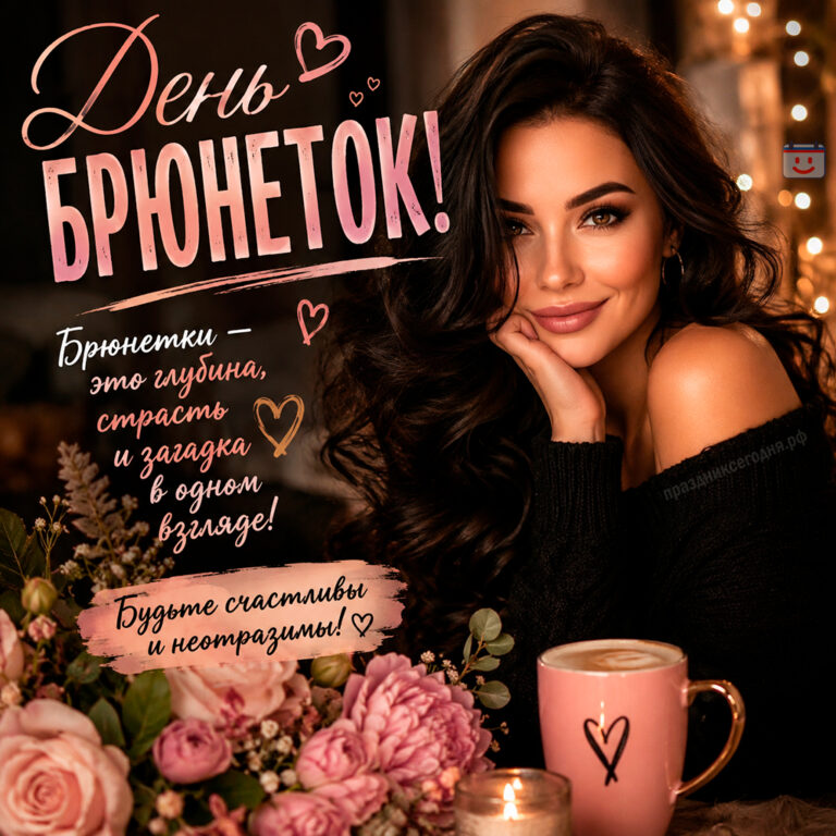 Открытка ко дню брюнеток 28 мая