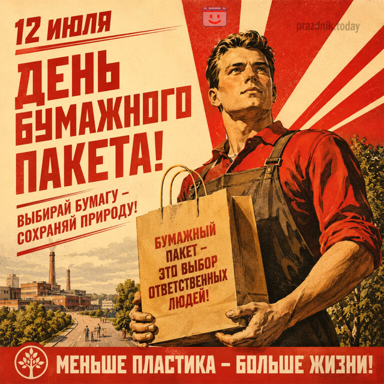 Открытка ко дню бумажного пакета 12 июля