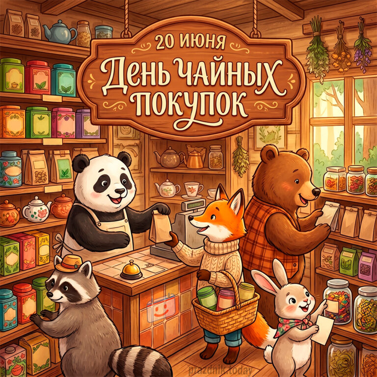 Открытка ко дню чайных покупок 20 июня
