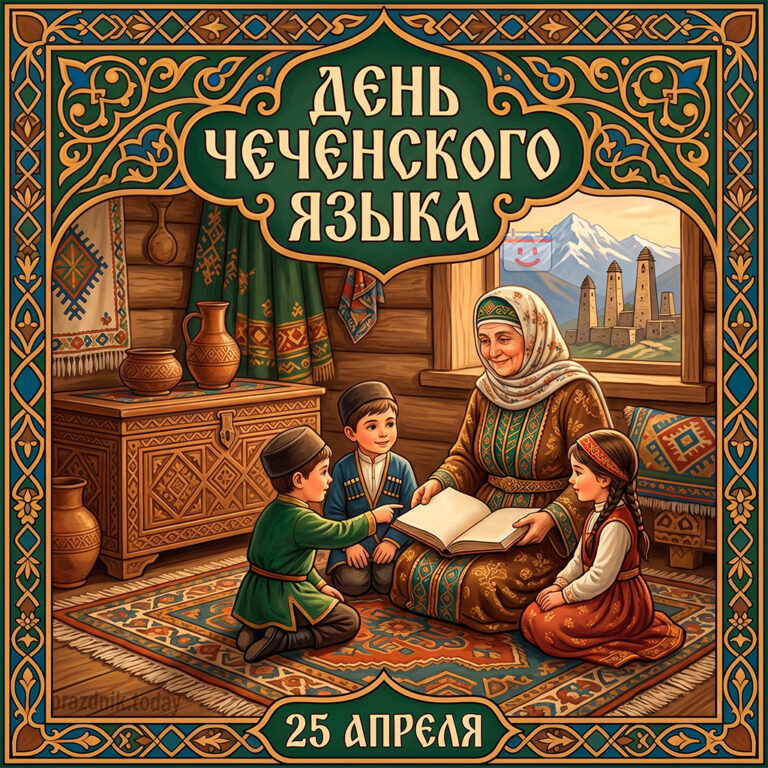 Открытка с днём чеченского языка 25 апреля