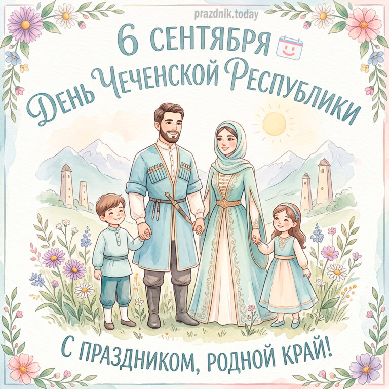 Открытка ко дню Чеченской Республики 6 сентября