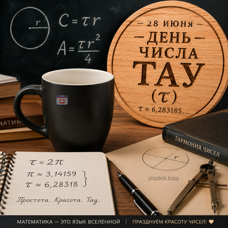 Открытка ко дню числа Тау (τ) 28 июня