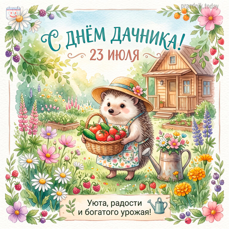 Открытка ко дню дачника 23 июля
