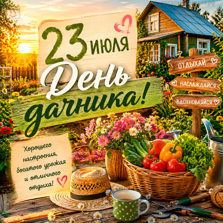 Открытка ко дню дачника 23 июля
