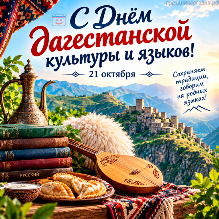 Открытка ко дню дагестанской культуры и языков 21 октября