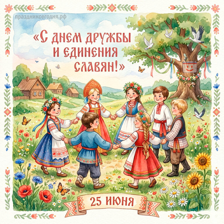 Открытка ко дню дружбы и единения славян 25 июня