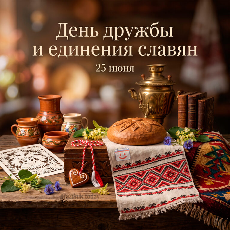Открытка ко дню дружбы и единения славян 25 июня