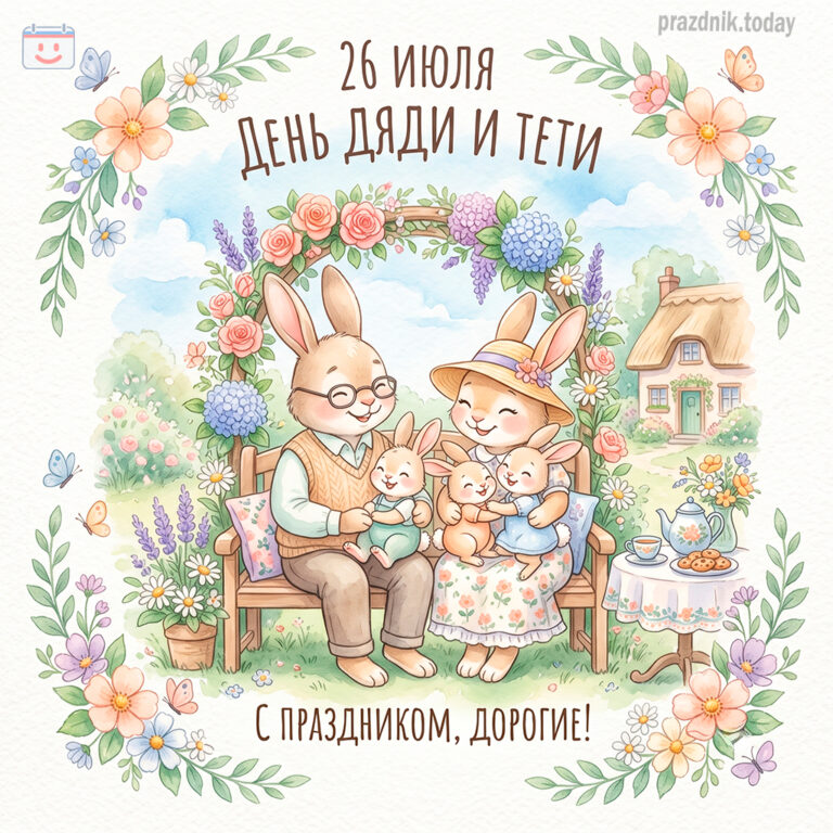 Открытка ко дню дяди и тети 26 июля