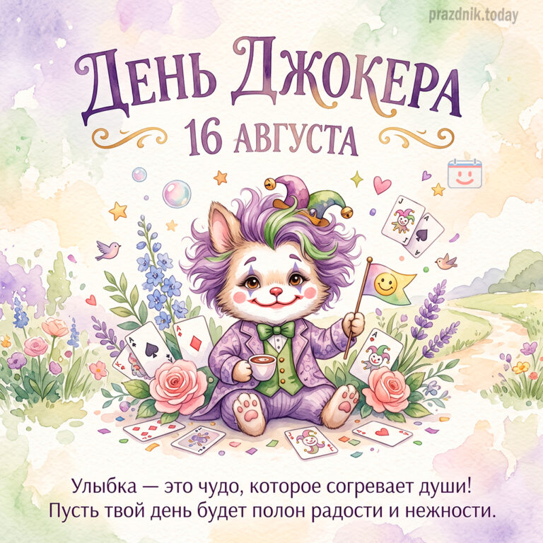 Открытка ко дню Джокера 16 августа