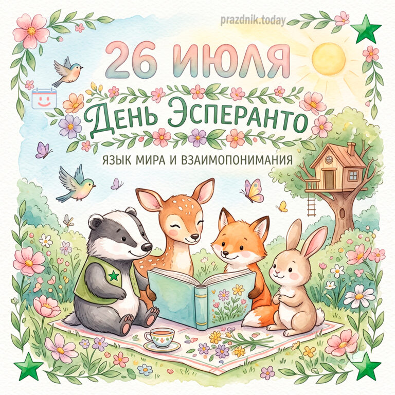 Открытка ко дню эсперанто 26 июля