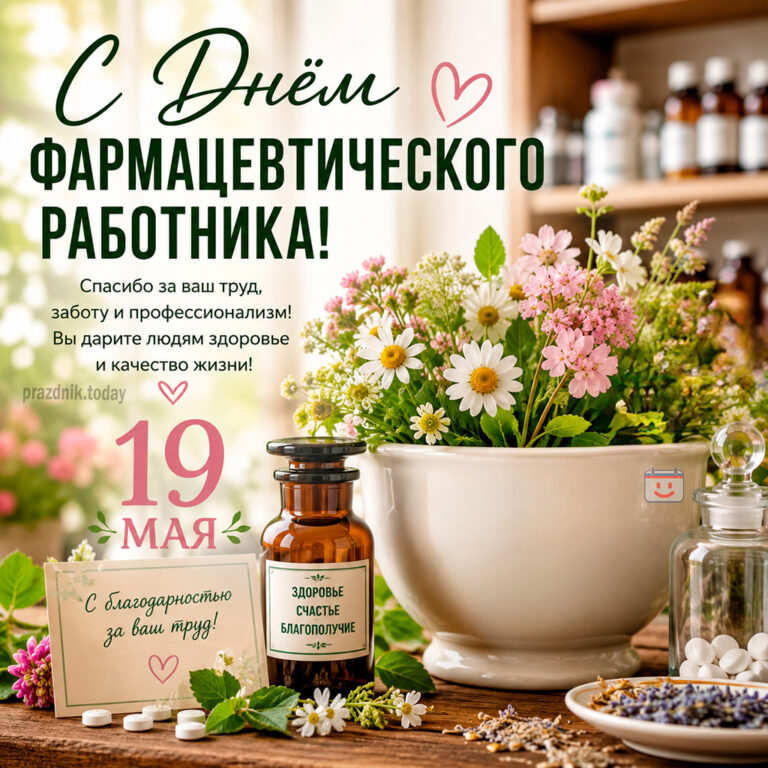 Открытка ко дню фармацевтического работника 19 мая