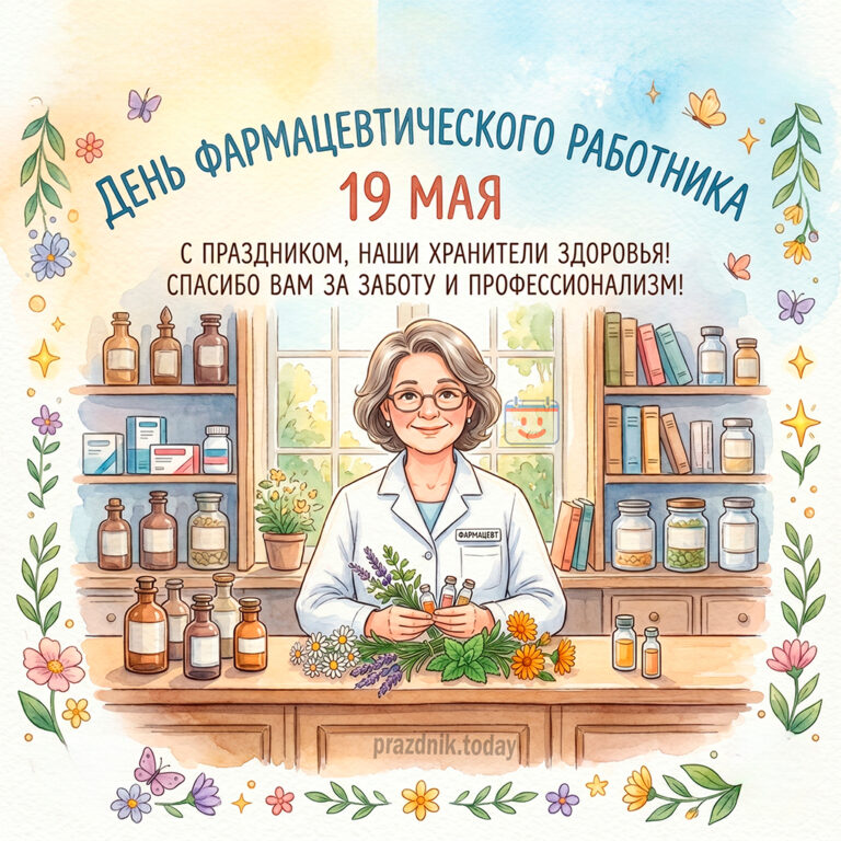 Открытка ко дню фармацевтического работника 19 мая