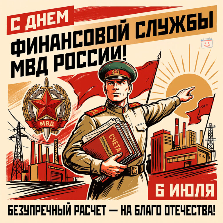 Открытка ко дню финансовой службы МВД России 6 июля