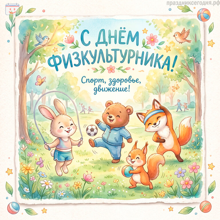 Открытка ко дню физкультурника