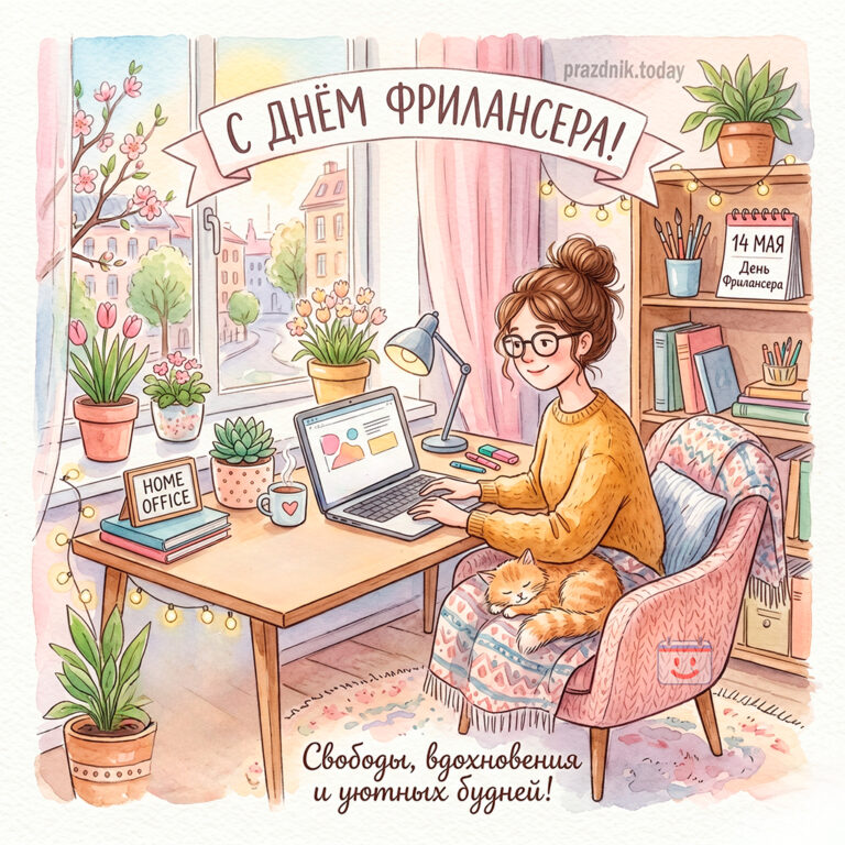 Открытка ко дню фрилансера 14 мая
