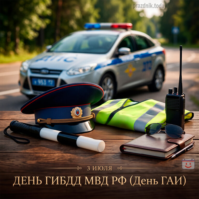 Открытка ко дню ГИБДД МВД РФ (День ГАИ) 3 июля