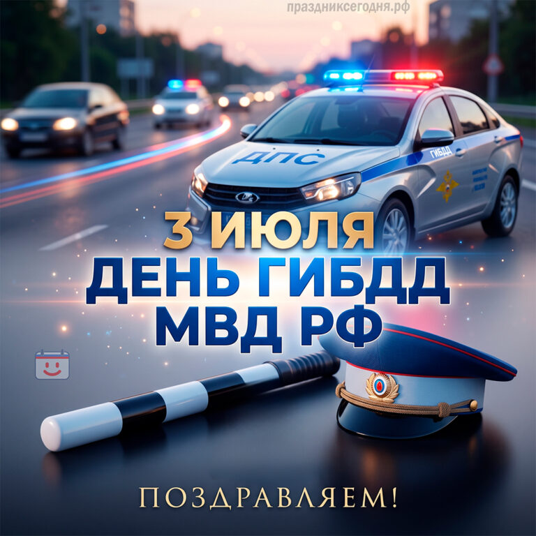 Открытка ко дню ГИБДД МВД РФ (День ГАИ) 3 июля