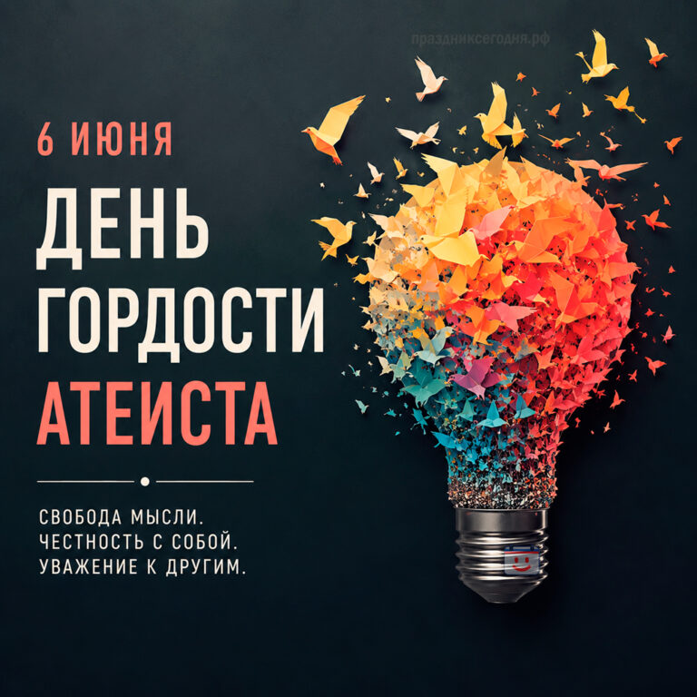 Открытка ко дню гордости атеиста 6 июня