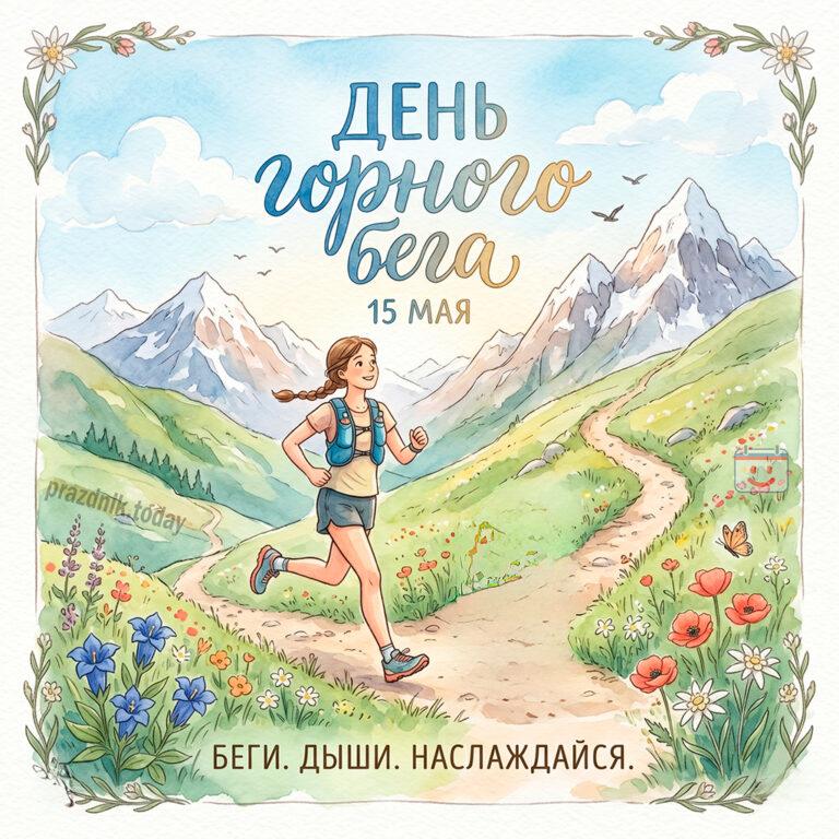Открытка ко дню горного бега 15 мая