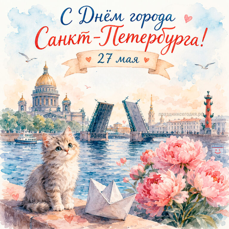 Открытка ко дню города Санкт-Петербурга 27 мая