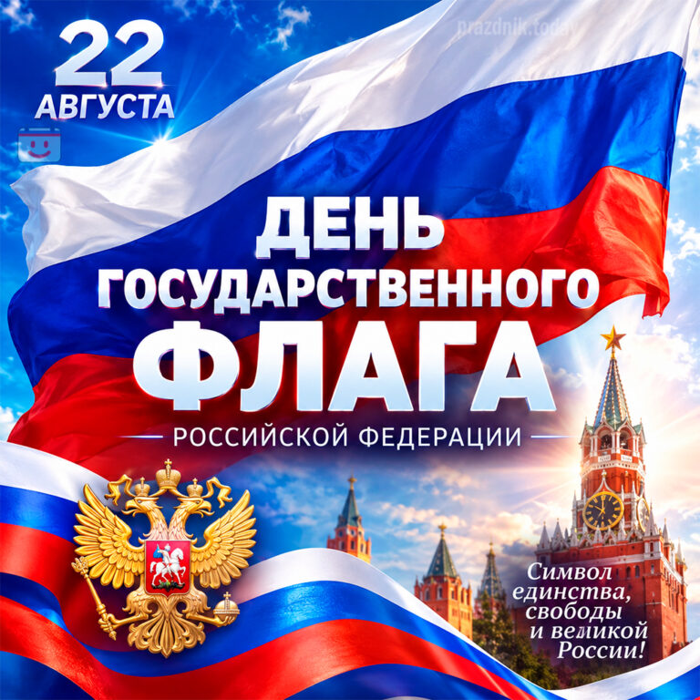 Открытка ко дню Государственного флага Российской Федерации 22 августа