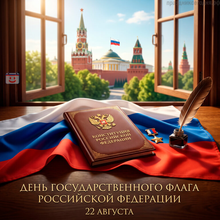Открытка ко дню Государственного флага Российской Федерации 22 августа