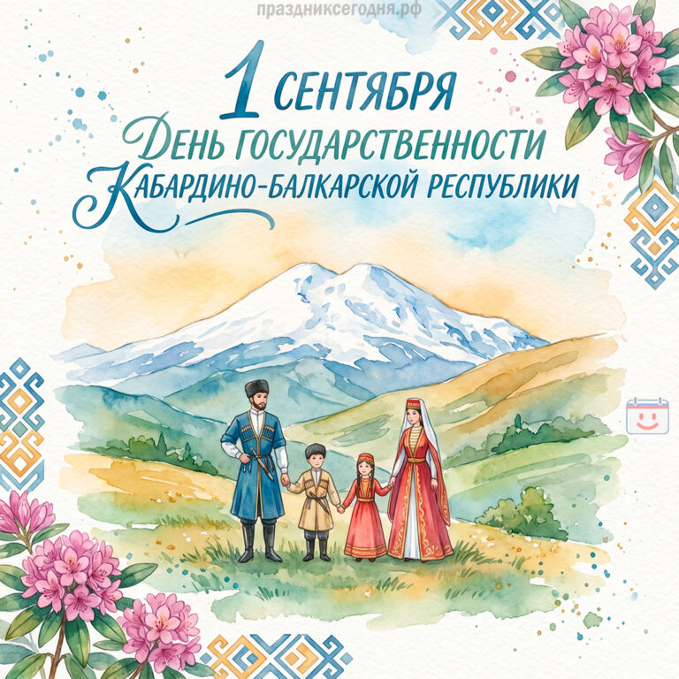 Открытка ко дню государственности Кабардино-Балкарской Республики 1 сентября