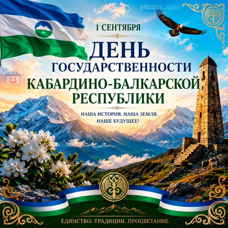 Открытка ко дню государственности Кабардино-Балкарской Республики 1 сентября
