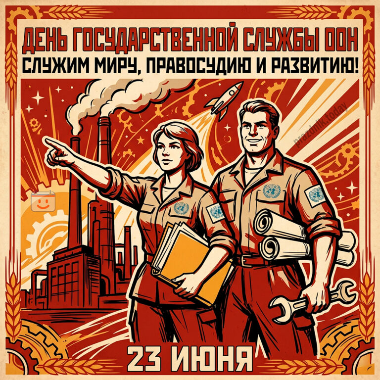 Открытка ко дню государственной службы ООН 23 июня