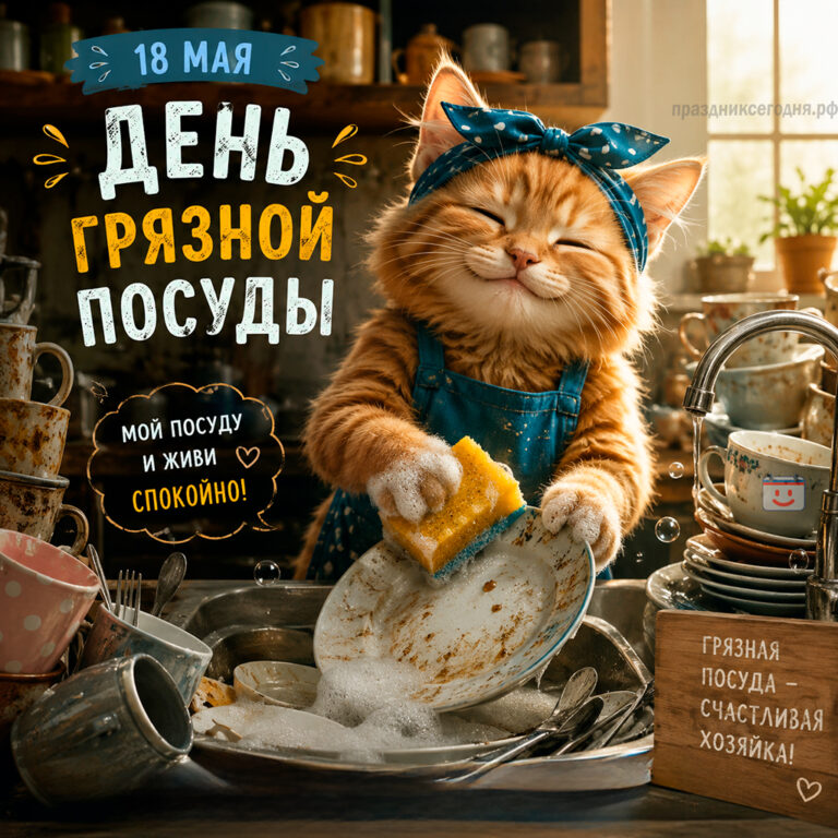 Открытка ко дню грязной посуды 18 мая