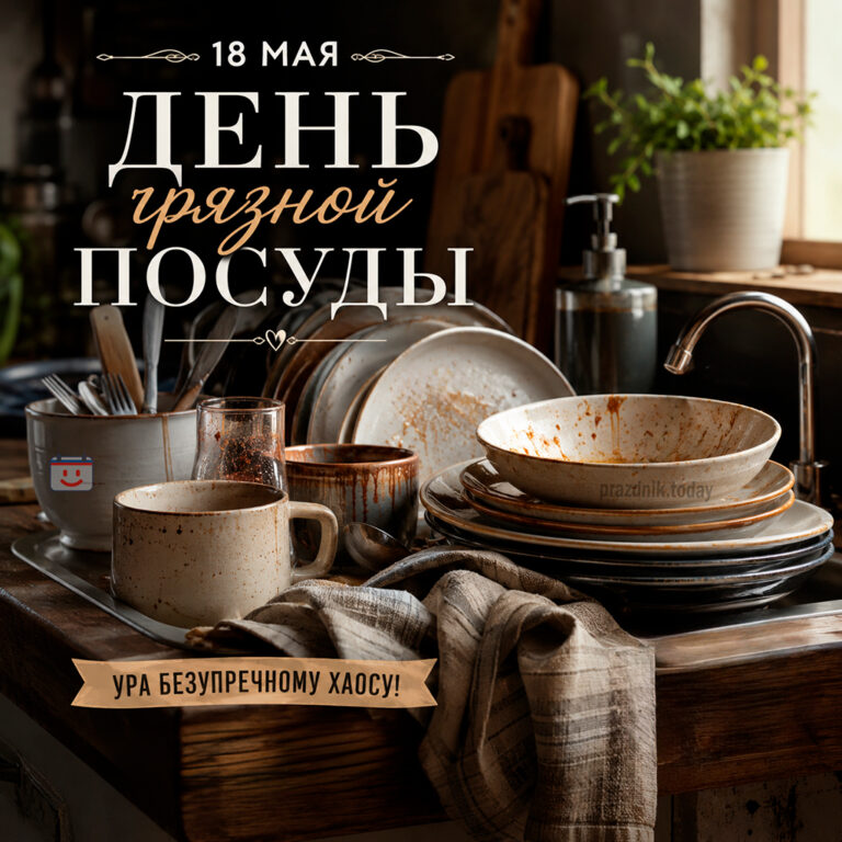 Открытка ко дню грязной посуды 18 мая