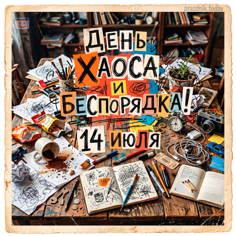 Открытка ко дню хаоса и беспорядка 14 июля