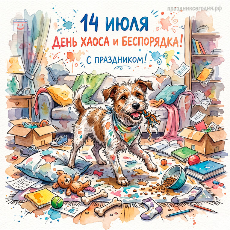 Открытка ко дню хаоса и беспорядка 14 июля