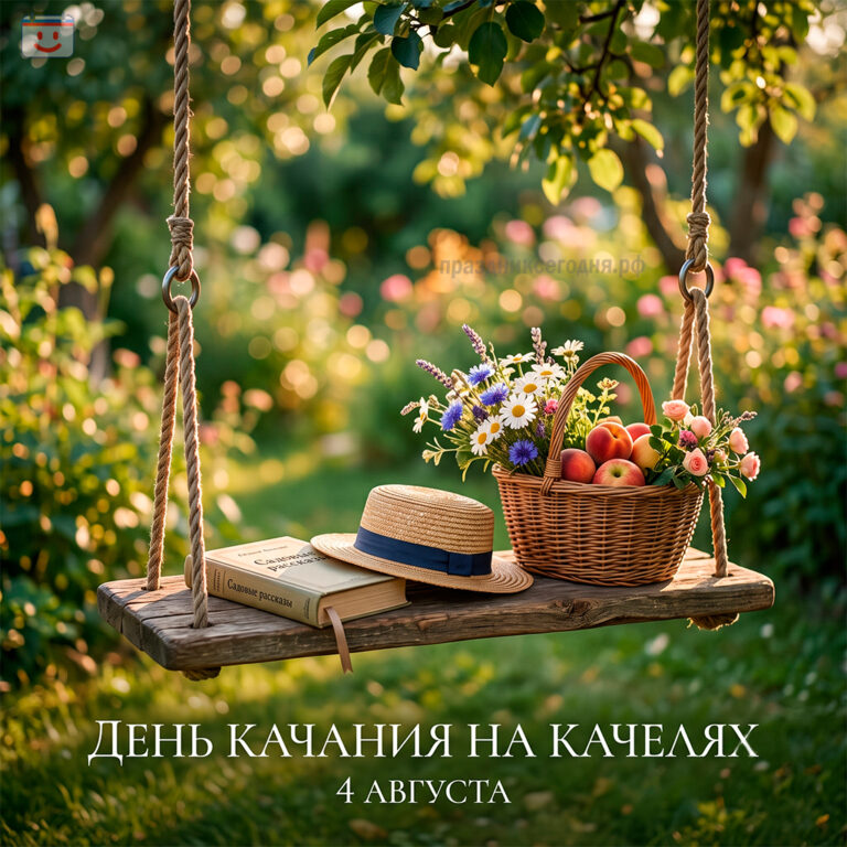 Открытка ко дню качания на качелях 4 августа