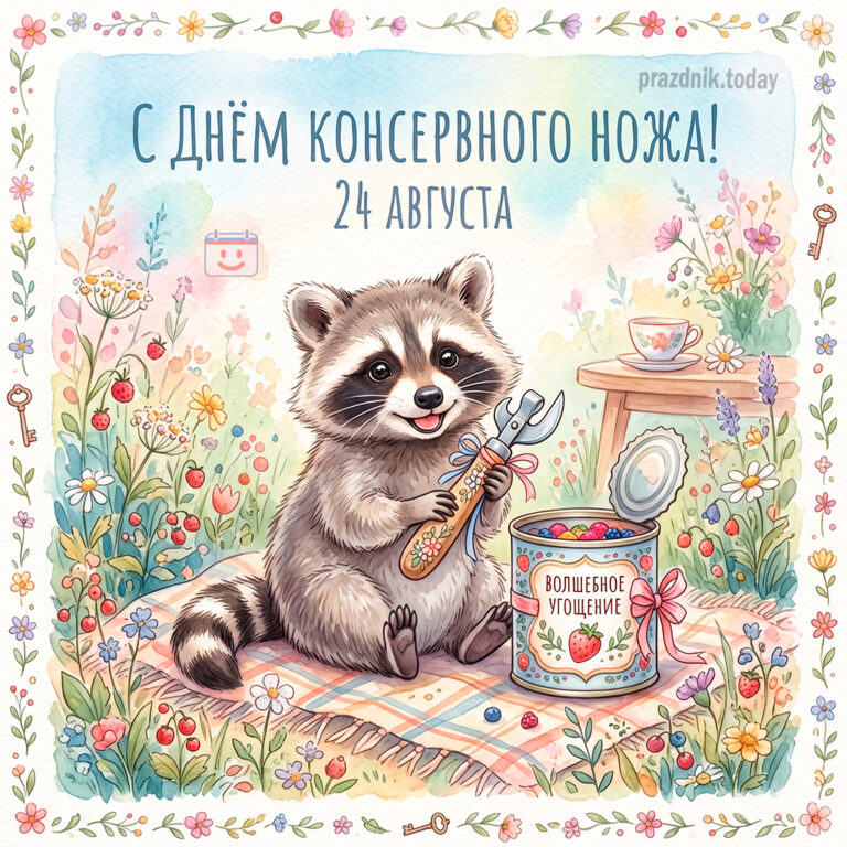 Открытка ко дню консервного ножа 24 августа