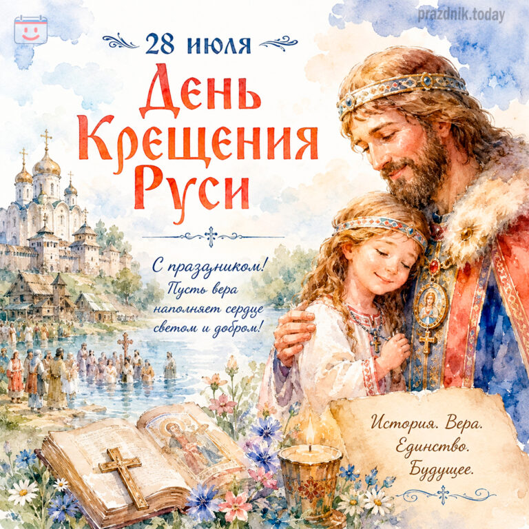 Открытка ко дню Крещения Руси 28 июля