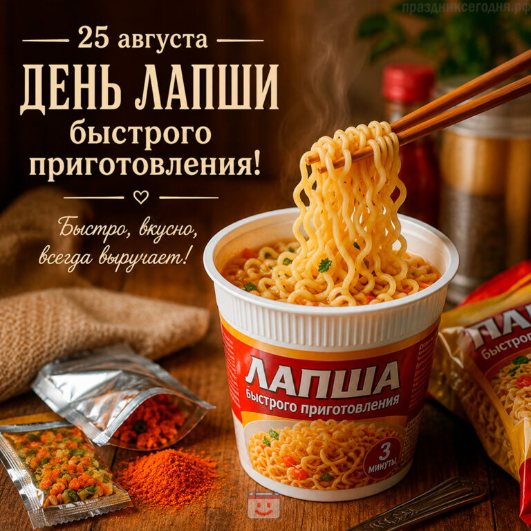 Открытка ко дню лапши быстрого приготовления 25 августа