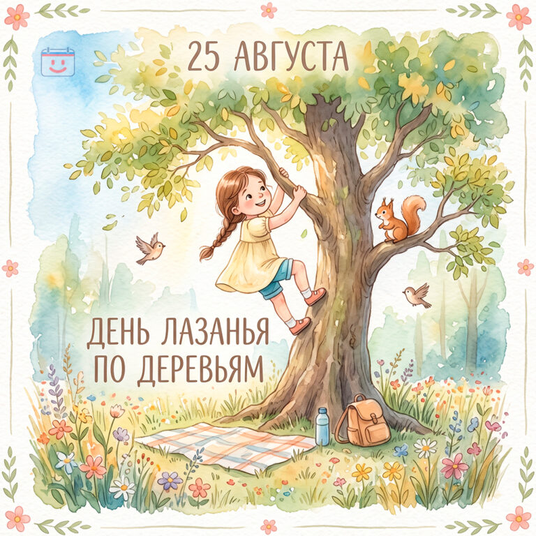 Открытка ко дню лазанья по деревьям 25 августа