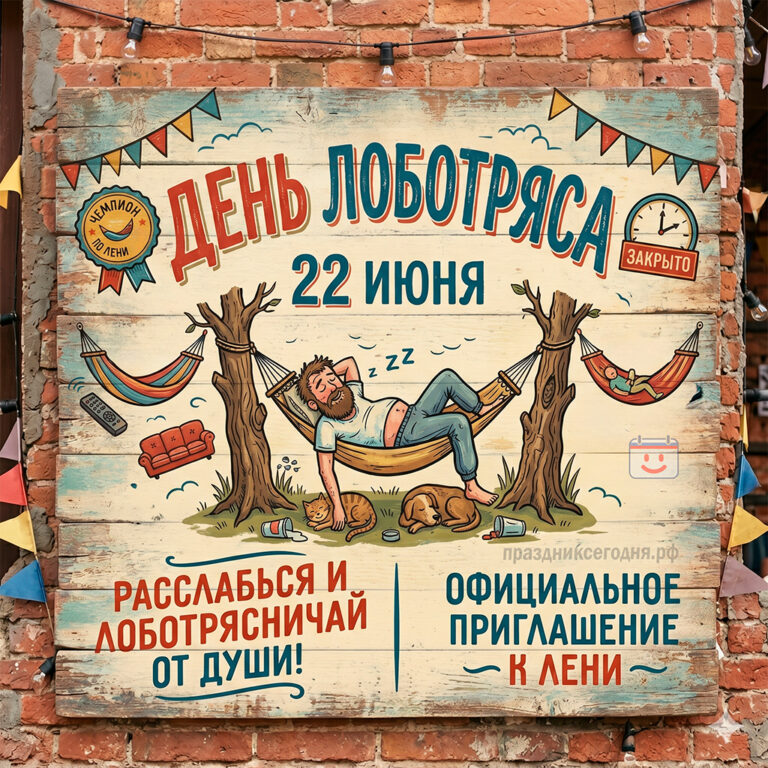 Открытка ко дню лоботряса 22 июня