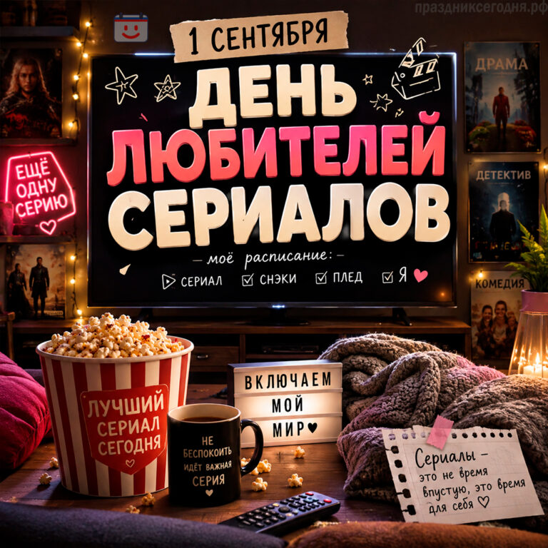 Открытка ко дню любителей сериалов 1 сентября