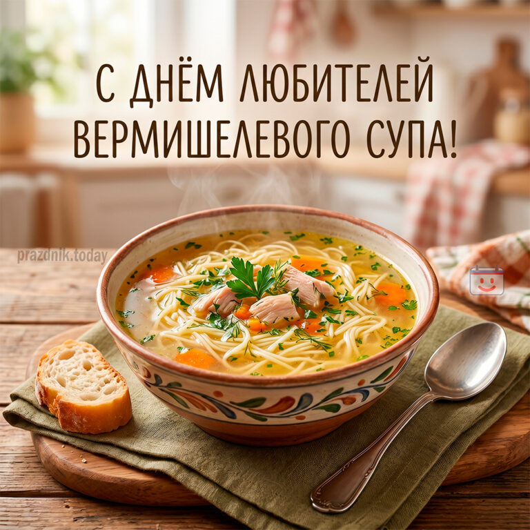 Открытка ко дню любителей вермишелевого супа 4 мая